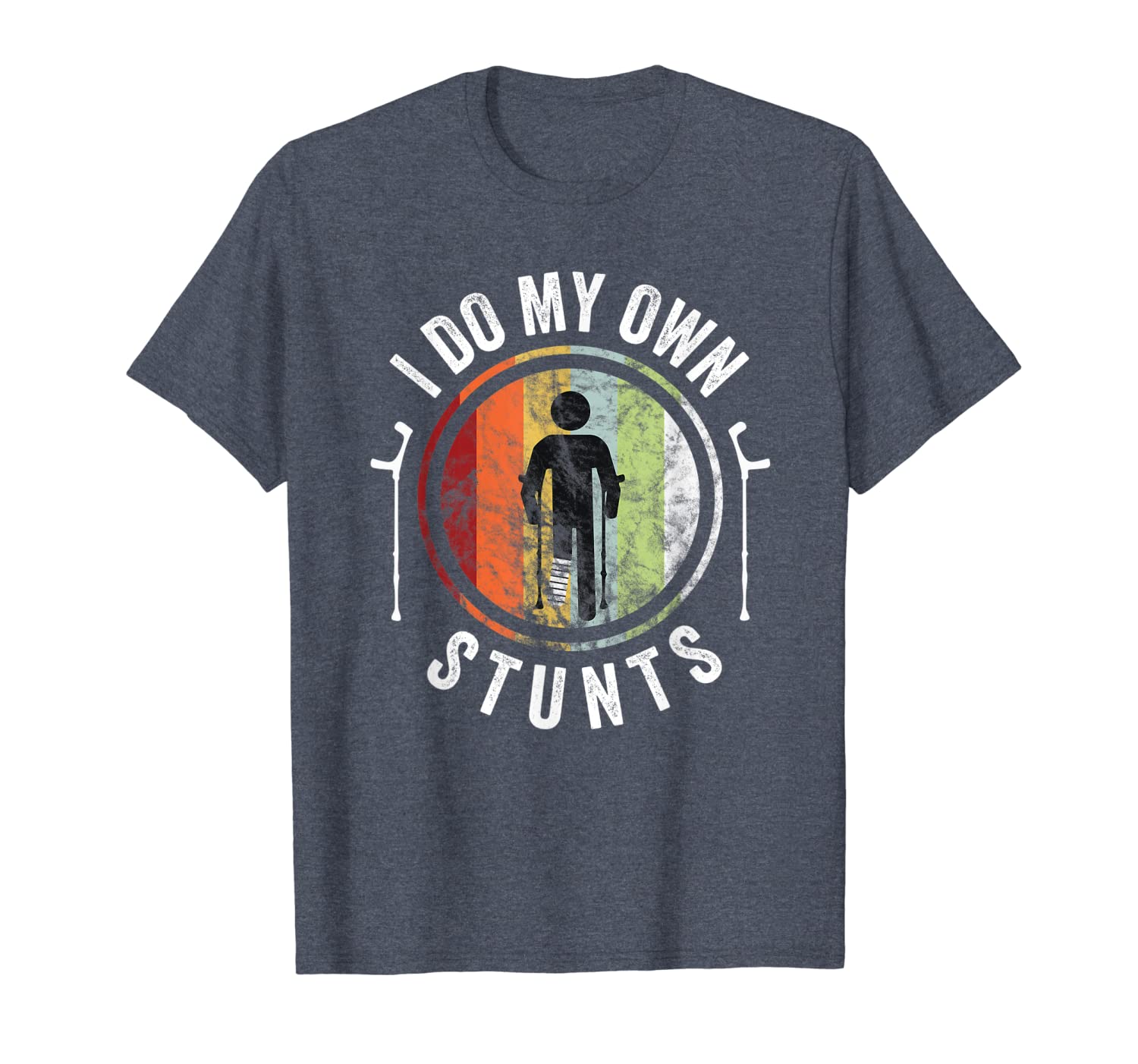 

I Do My Own Stunts Retro Broken Leg Tshirt, White;black