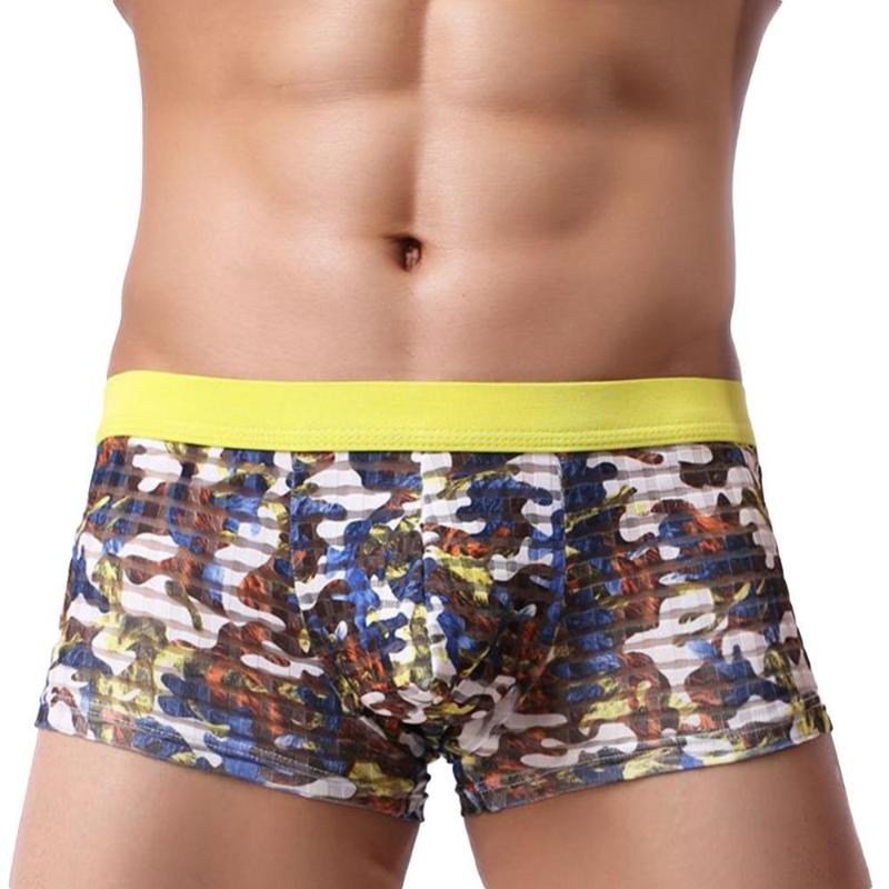 

Underpants Men Boxers Low Waist Trunks Elastic Camouflage U Convex Underwear, Black;white