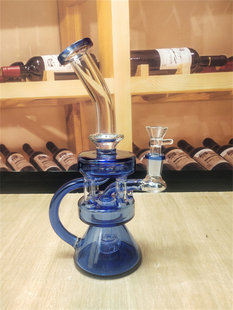 

9.4 Inches Hookah Glass Bong Dabber Rig Recycler Pipes Water Bongs Smoke Pipe 14mm Female Joint
