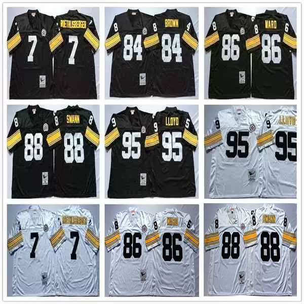 

NCAA Iowa Hawkeyes 7 Ben Roethlisberger Jersey 95 Greg Lloyd 84 Antonio Brown 86 Hines Ward 88 Lynn Swann Football Jerseys Vintage Stitched Men Man