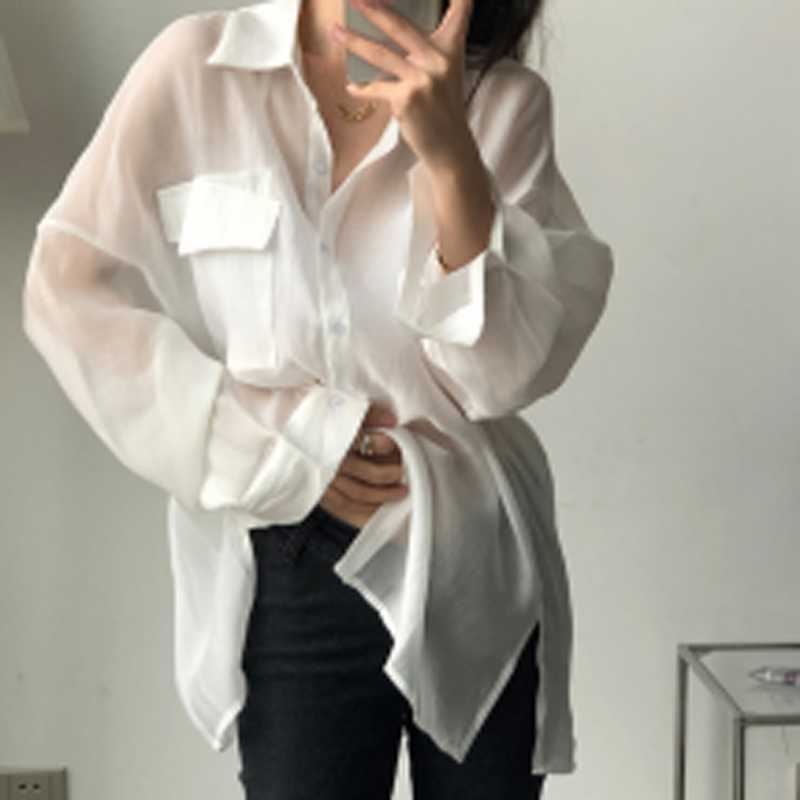 

Women's Blouses & Shirts Alien Kitty 2021 Summer Women Female Tees Solid Full Sleeve Fashion All-Match Single Breasted Office Lady Tops Chif, Pink