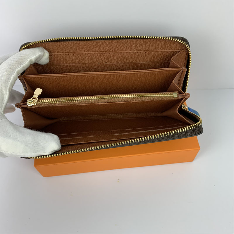 

Fashion High quality women clutch wallet pu leather wallet single zipper wallets lady ladies long classical purse with orange box card 60017, Customize