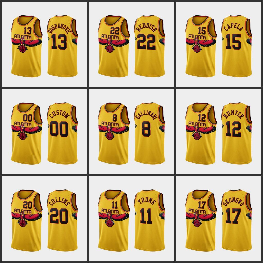 

Atlanta's Hawks's Men Trae Young De'andre Hunter Clint Capela Bogdan Bogdanovic Custom 2021-22's City's Edition Thr, Black;red