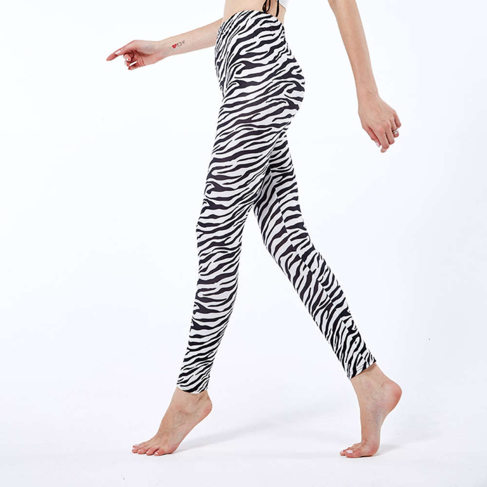 

Women's pants milk silk Leggings zebra cross striped Leggings 1145, Black