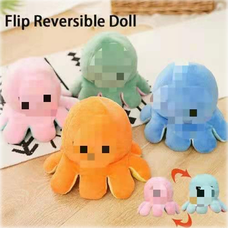 Flip double-sided expression PLUSH TOY CUTE flip Octopus doll-image-720184247