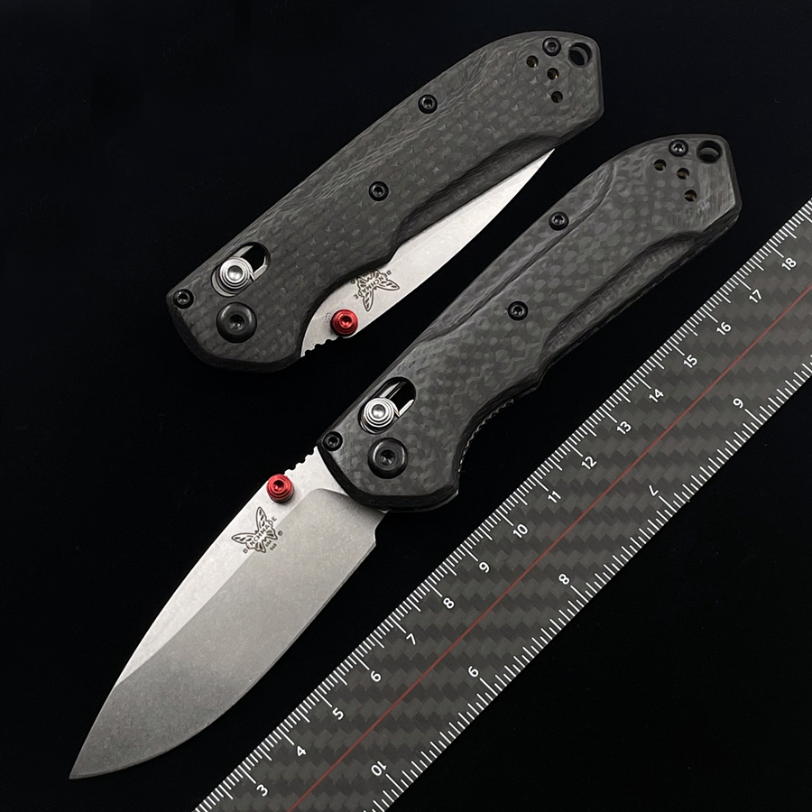 

Benchmade 565 BM565-1 Mini Freek AXIS Folding Knife 3" S90V Satin Plain Blade, Carbon Fiber Handles, True Red Accents 535 550 555 551 9