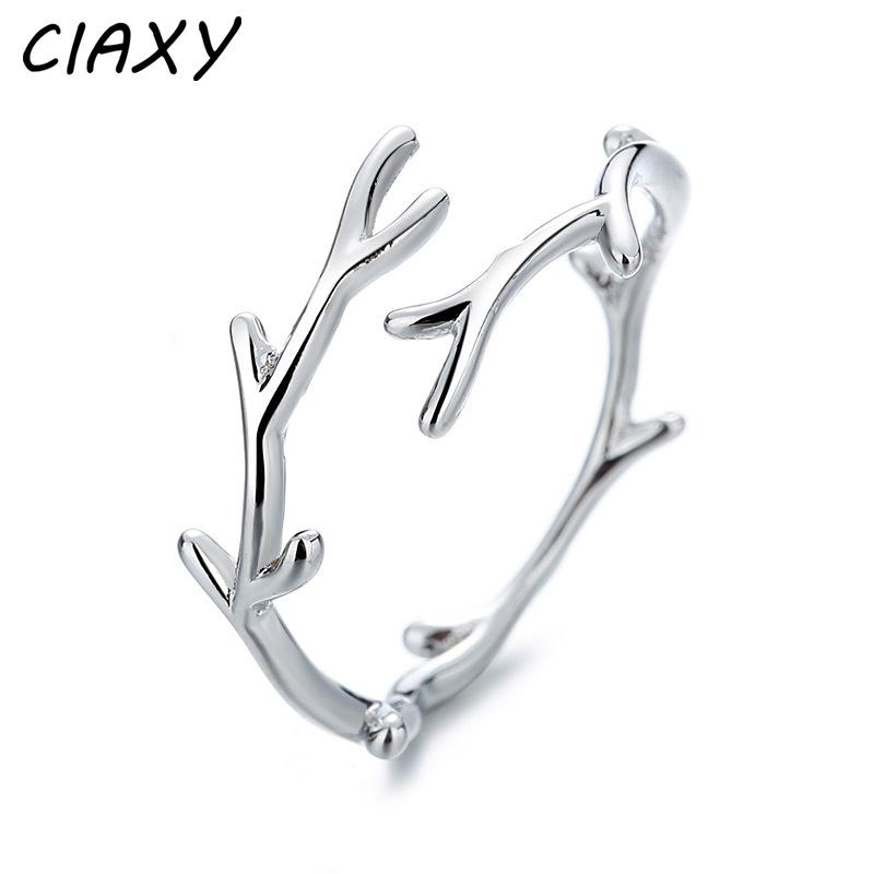 

Cluster Rings CIAXY 925 Sterling Silver Irregular Branch For Women Christmas Personality Open Antler Ring Fashion Party Jewelry Gift, Golden;silver
