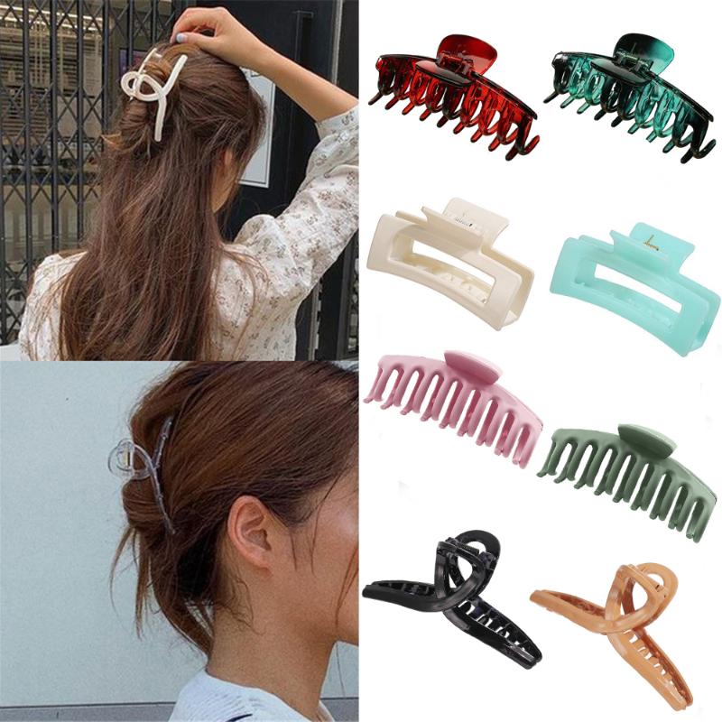 

Hair Clips & Barrettes Korean Solid Large Elegant Acrylic Hairpins Barrette Crab Headwear For Women Girls Jewelry Accessories, Golden;silver