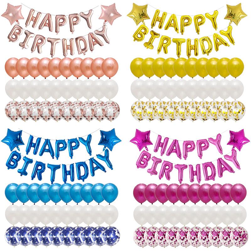 

Party Decoration 1set Happy Birthday Balloons Foil Letter Balloon Banners Garland Bunting Kids Girl Boy Babay Shower Anniversary