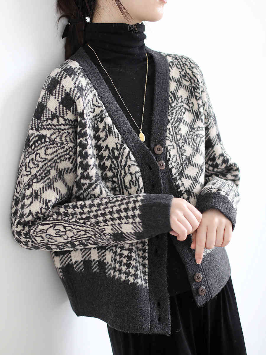 

women's sweaters new spring sweater cardigan women retro style niche korean design loose coat 8w20, White;black