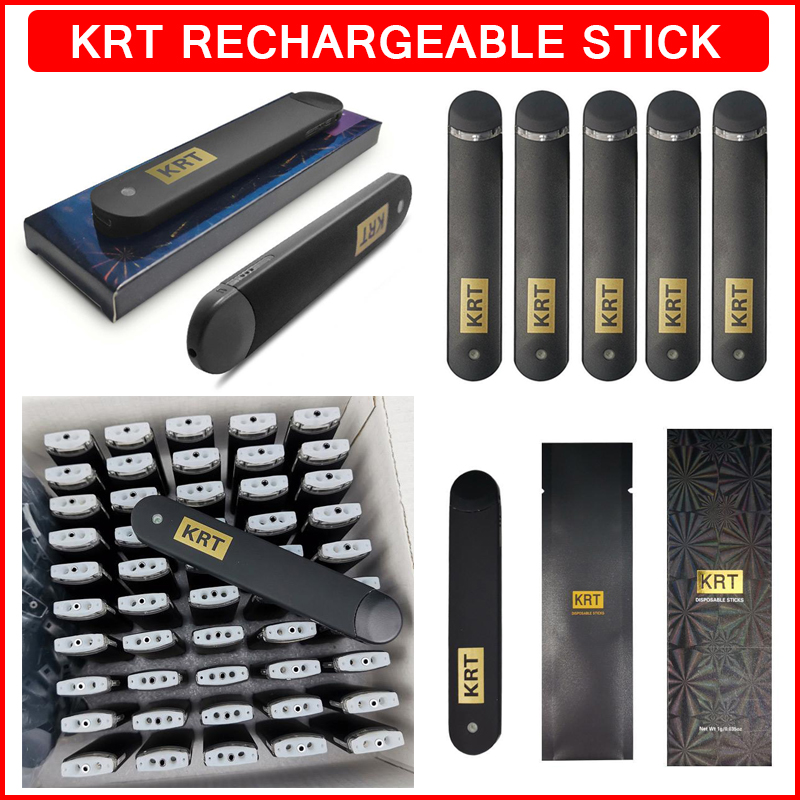 

KRT Disposable Sticks Electronic Cigarettes 1000mg Rechargeable 280mAh Battery Empty Vape Vaporizers Thick Oil Pod Cartridges
