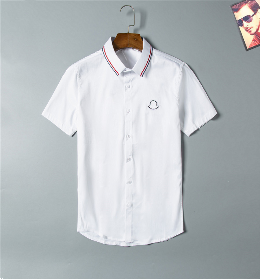 

2021 Professional Business Short Sleeve Dress Shirt Fashion Men's Casual Solid Color Print Decorative Top #TL01 R36S, White