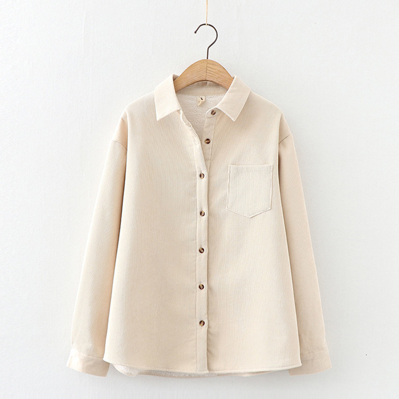 

2021 New Thick Veet Corduroy Shirts Women Winter Keep Warm Blouses and Tops Casual Solid Female Clothes Outwear Fashion Uetk, Blue