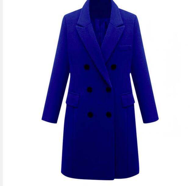 

Women' Wool & Blends 1pcs/lot Women Winter Coats Casual Woolen Overcoat Elegant Double Breasted Long Ladies Coat, Black