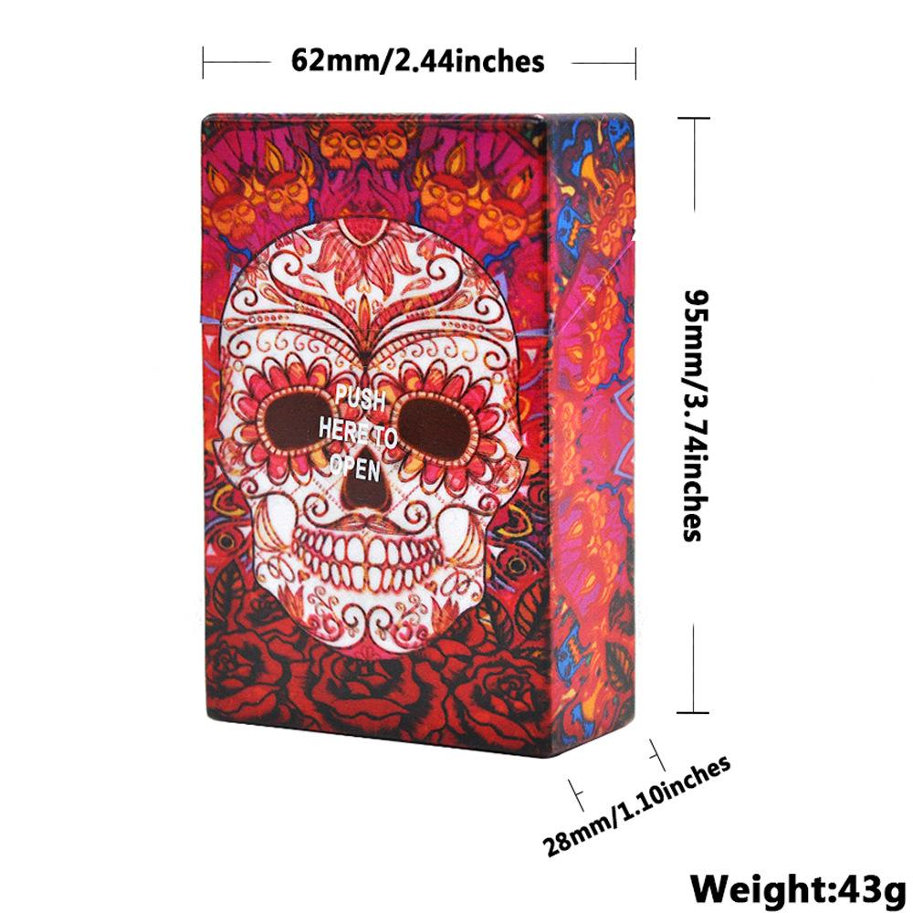 

Latest Creative Skull Head of Ghost Printed Cigeratte Case Mix Color portable Plastic box Push Here to Open
