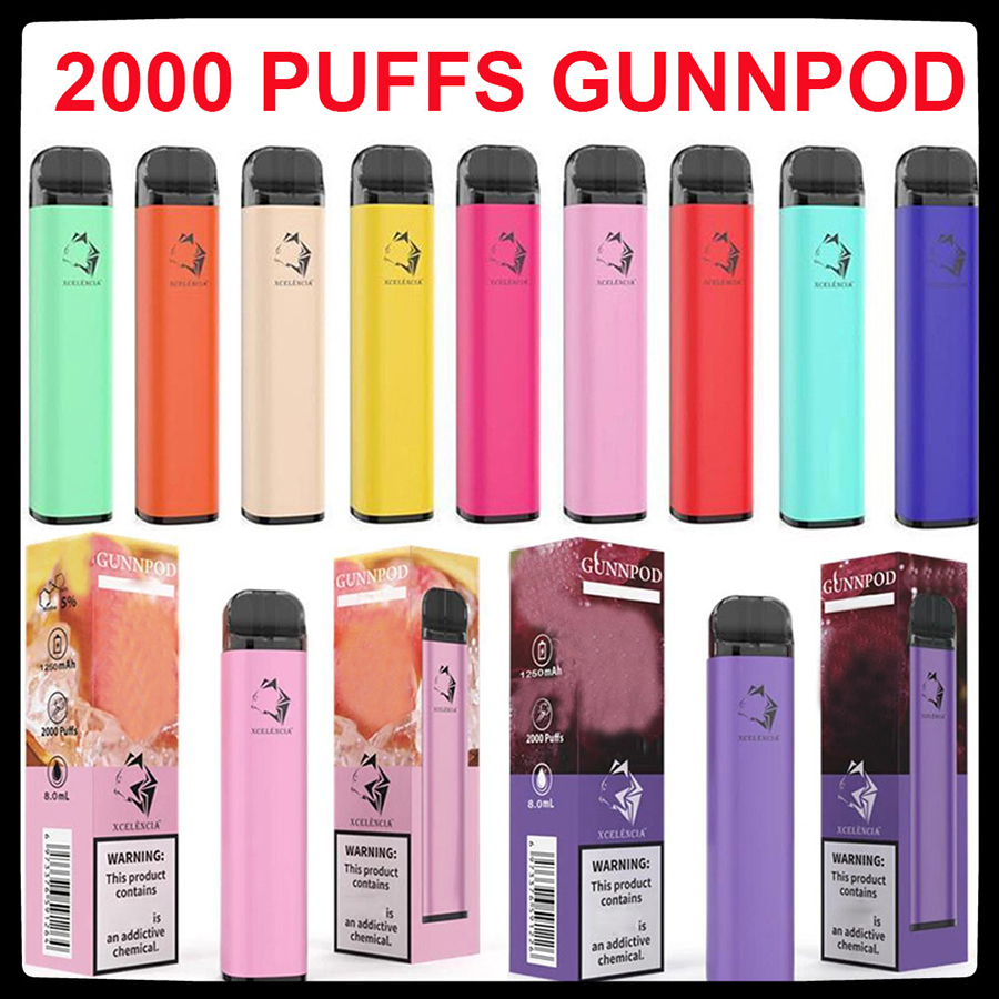 

Gunnpod 2000 Puffs Disposable Vape Pen E Cigarette Deivce With 1250mAh 18350 Battery 8ml Pod Gunpod Vaporizer Starter Kit VS Elf Bar