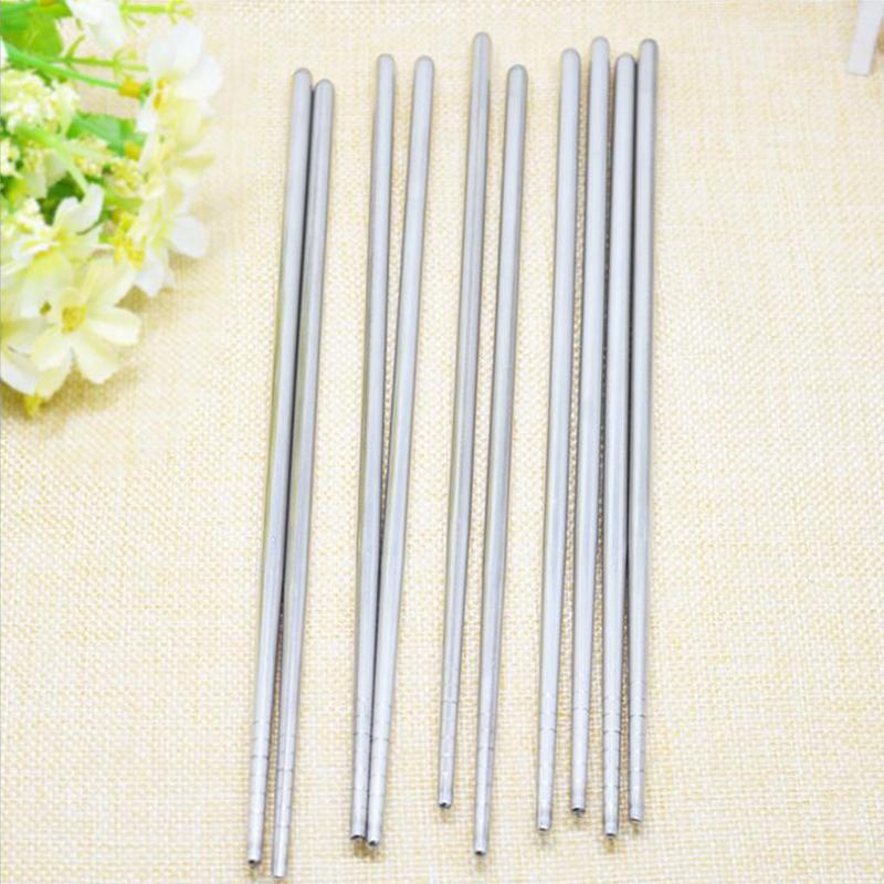 

Chopsticks 5 Pairs Of Stainless Steel Square Chinese Fashion Healthy Lightweight Metal NonSlip Design Kitchen