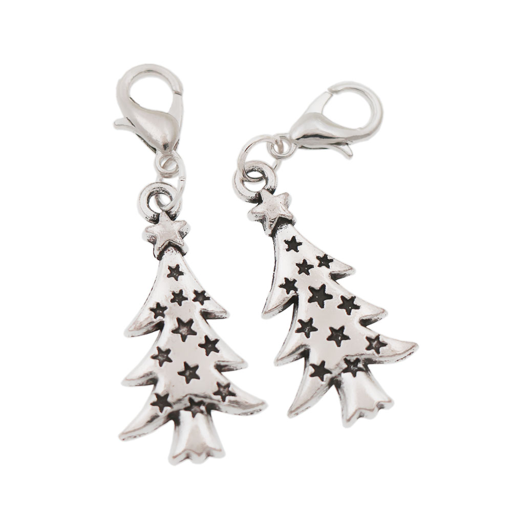 

Alloy Christmas Tree Star Light Clasp European Lobster Trigger Clip On Charm Beads 14.2x40mm Tibetan silver C748 100pcs/lot