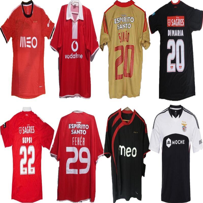 

04 05 09 10 13 14 benfica retro soccer jersey 2004 2010 2013 2014 Nuno Gomes Matic Simao DI MARIA Rodrigo AIMAR CARDOZO David Luiz Miguel cl, Black;yellow