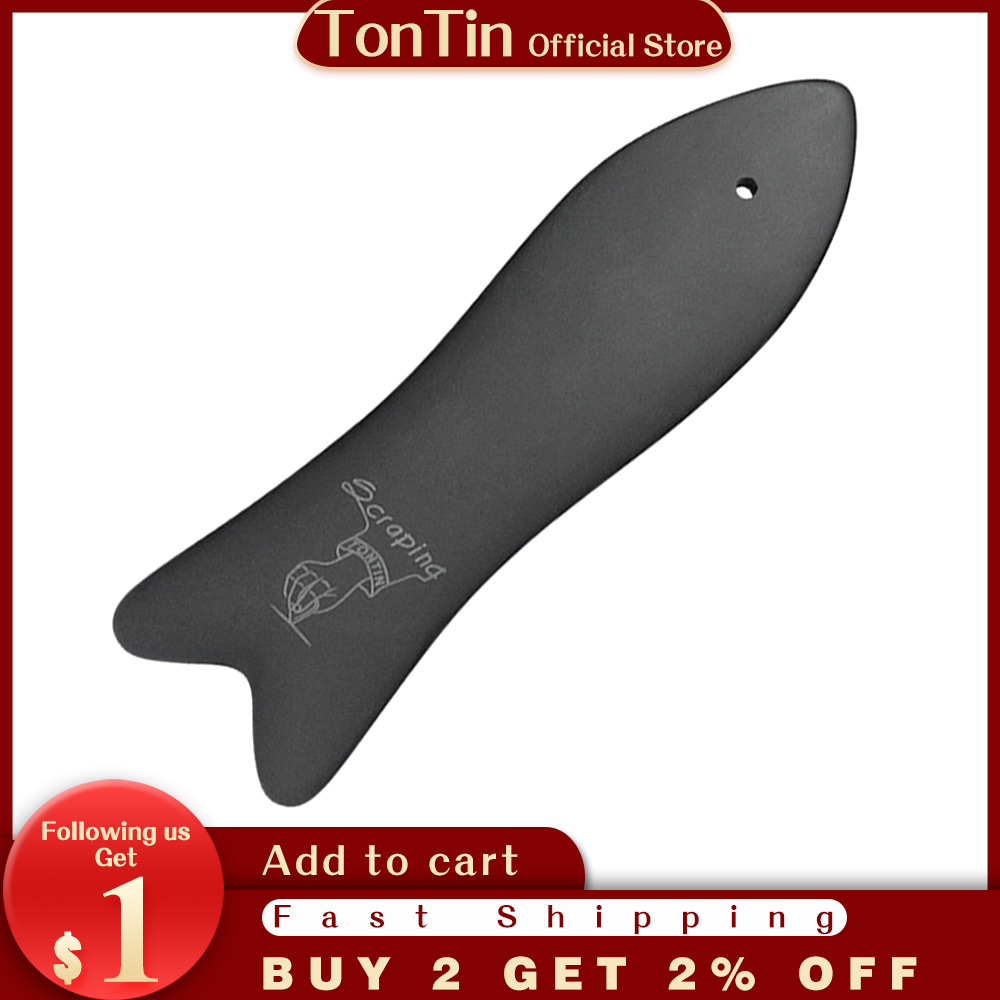 Tontin Traditional Bian Stone Needle Therapy Black Color Fish shape Face-lift Back detox Dredge meridians Neck lymph Tool-image-666149022