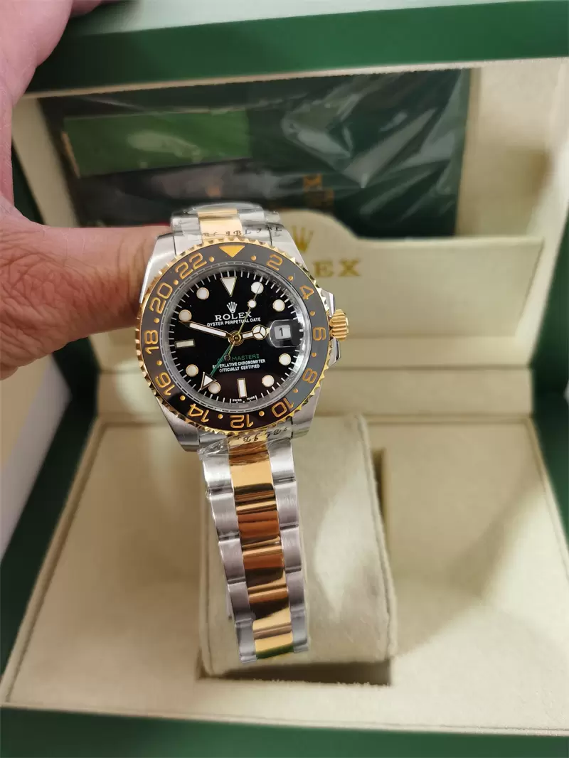 

With original box High Quality Wristwatches Ceramic Bezel Black Dial Gold GMT 116718 Asia 2813 Movement Automatic Mens Men's Watch Watches 2022, Style 1 original box + watch
