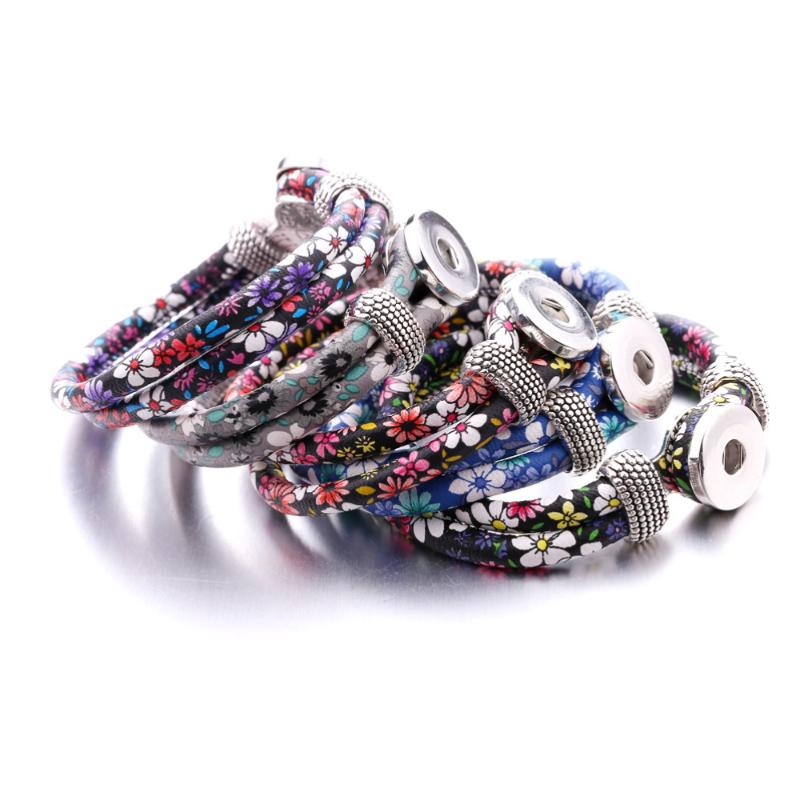 

Bangle 18mm Snap Button Women Metal Elasticity Bracelet Retro Color Bohemia Charms DIY Bangles Cuff Jewelry Wholesale