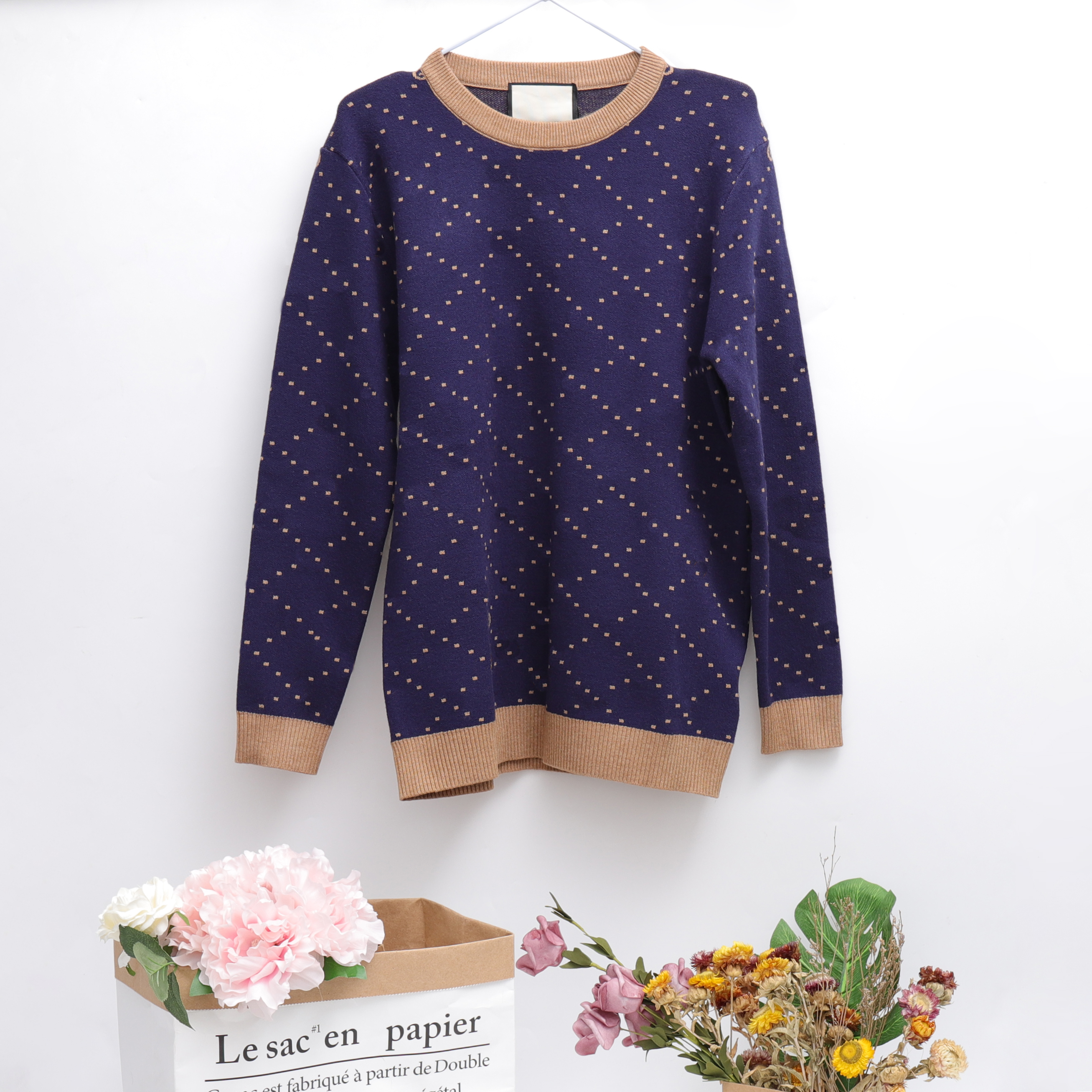 

Winter Mens Casual Sweater Round Neck Long Sleeved Pullovers Printed with Different Color Patterns British Style Elegant Wear, G-2