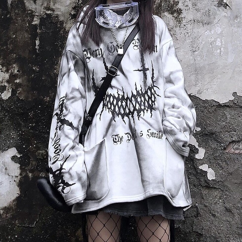 

Harajuku Japanese Streetwear Funny Special Hoodies Women Pullover Tops Goth Gohtic Style Hoodie Sweatshirt 2021 Fashion, Black