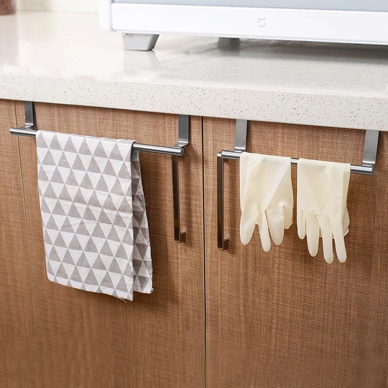 

Hooks & Rails Stainless Steel Towel Rack Over Door Bar Hanging Holder Kitchen Cabinet Rag Shelf Hanger Bathroom Accessories