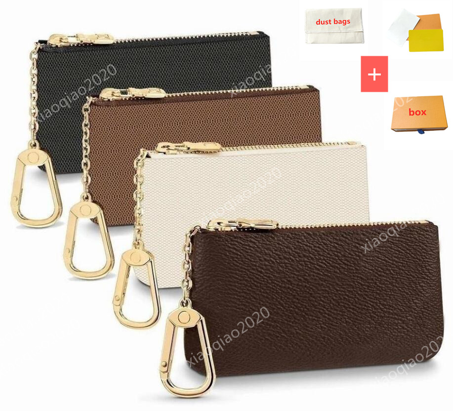 

Top quality fashion 5 colors KEY POUCH Damier leather holds classical women key holder coin purse small leather Key Wallets with box dustbags, Black flower