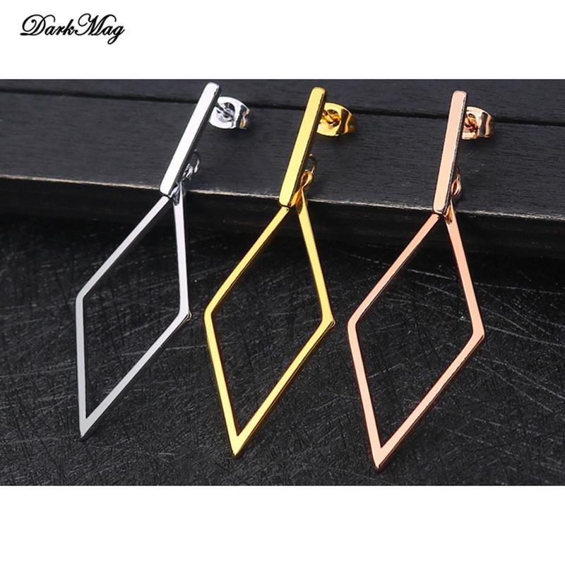 

Hoop & Huggie DarkMag Rhombus Metal Gold Silver Color Earring Fashion Simple 2021 Trendy Stainless Round For Women Party