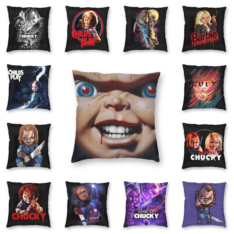 

Cushion/Decorative Pillow Horror Killer Chucky Cushion Cover 40x40cm Home Decorative Printing Child's Play Movie Throw Case For Sofa Double-, White2