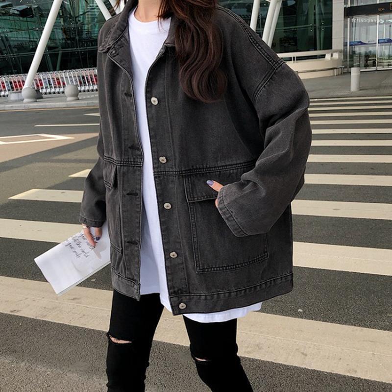 

Women' Jackets Denim Jacket Women Korean Style Jeans Bomber Harajuku Plus Size Streetwear Ladies Gothic Coat Female Outwear, Blue