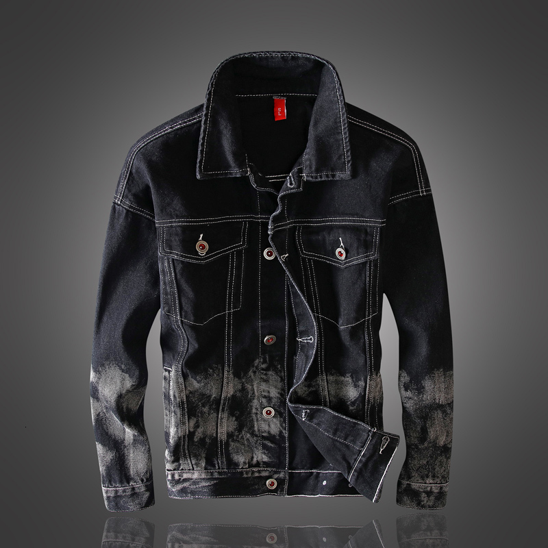 

2021 New Fashion Streetwear Jackets Black Color Paint Designer Casual Denim Jacket Men Cotton Coats Autumn Hip Hop Chaqueta Hombre Jg47
