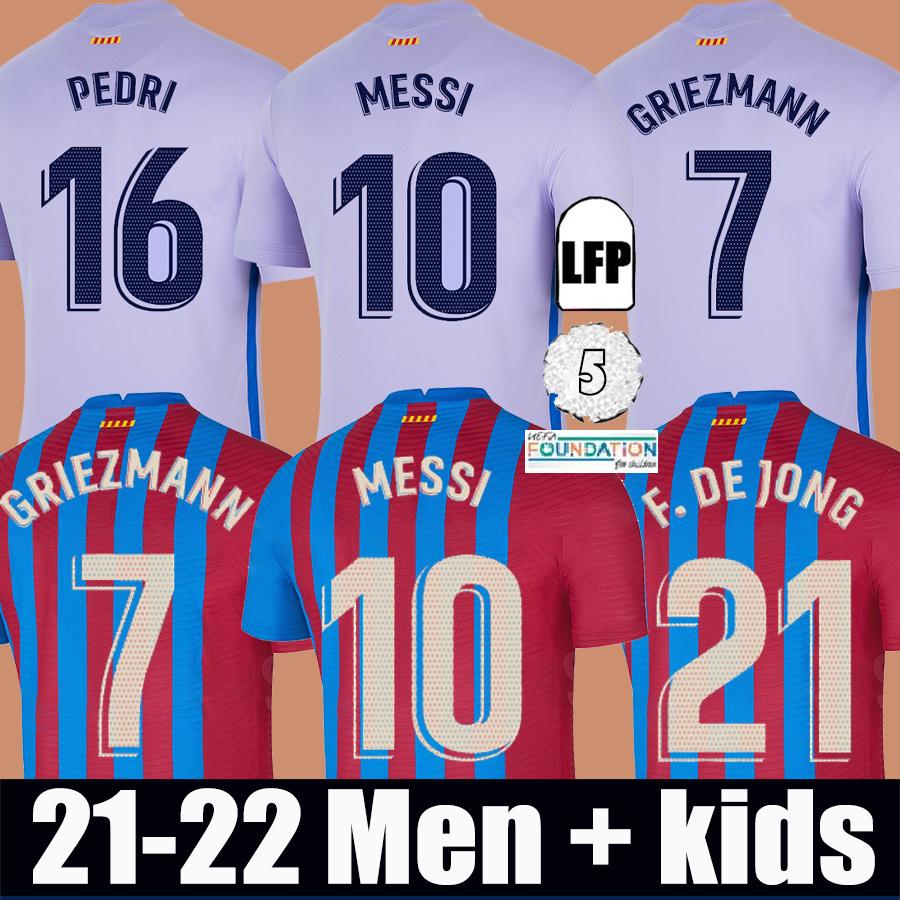 

21 22 Barcelona football shirt soccer jersey Griezmann BARCA FC camiseta de futbol MESSI KUN AGUERO ANSU FATI GRIEZMANN F.DE JONG DEST COUNTINHO kit men kids, Home