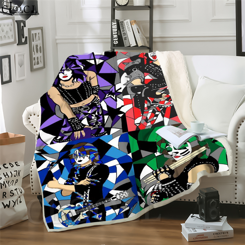 

CLOOCL Shock Rock Kiss Band 3D Print Street Style Air Conditioning Blanket Teens Bedding Throw Blankets Plush Quilt