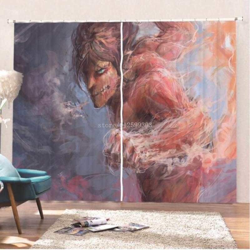 

Curtain & Drapes Japan Anime Attack On Titan Blackout 3D Print For Living Room Window 2 Panels Cartoon Treatments Decor