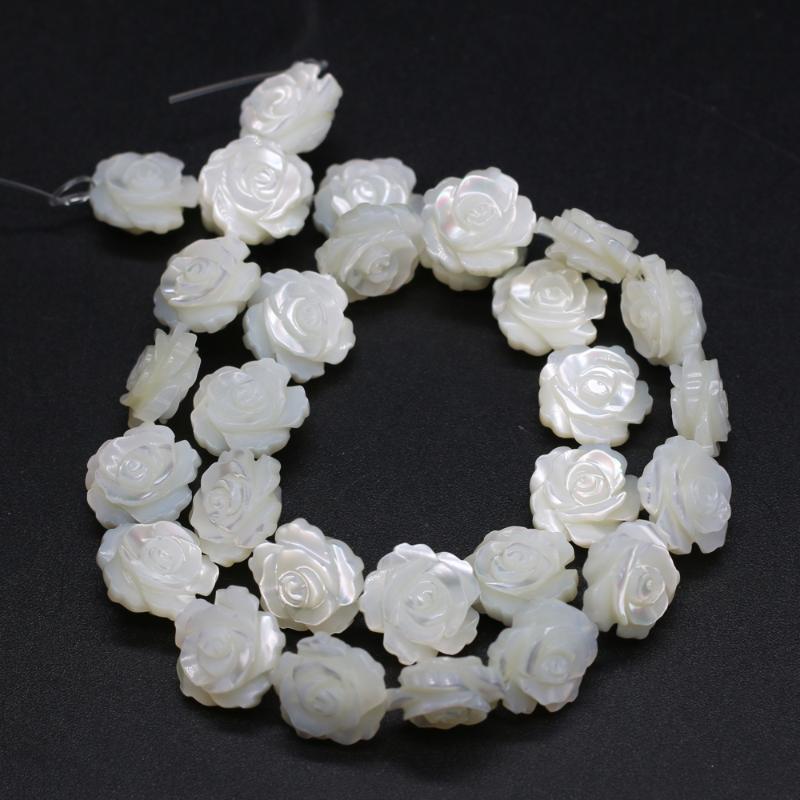 

Other Natural Shell Sea Water White Rose Flower Shape Loose Beads For Jewelry Making Necklace Bracelet 8mm -40pcs/piece