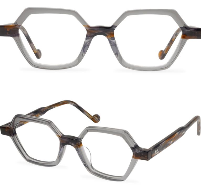 

Men's Optical Frame Brand Designer Men Women Fashion Polygon Eyeglasses Frames Vintage Small Myopia Glasses Handmade Eyewear with Box
