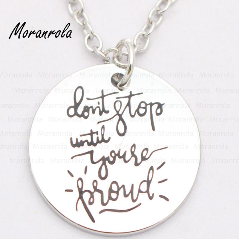 

Pendant Necklaces Arried "don't Stop Until You're Proud "Copper Necklace &Keychain,charm, Hand Stamped Jewelry Inspiration Saying Quote Char