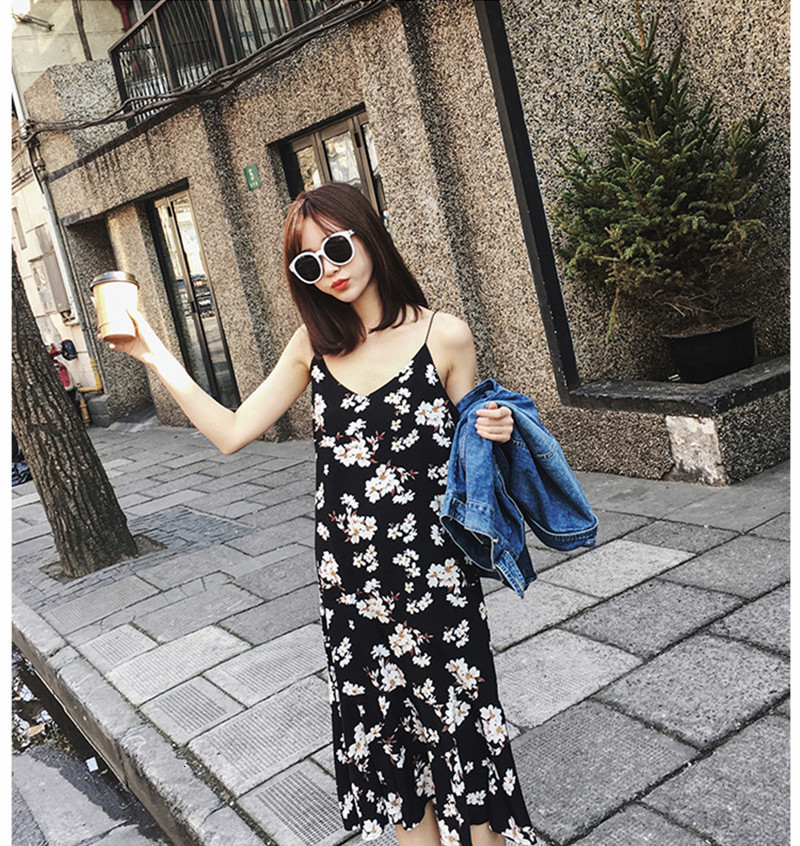 

2021 New Slip Fashion Floral Summer Women Ruffles Chiffon Es Elegant Casual Slim Womens Clothing Vestidos Wxf796 Sh5s, Blue