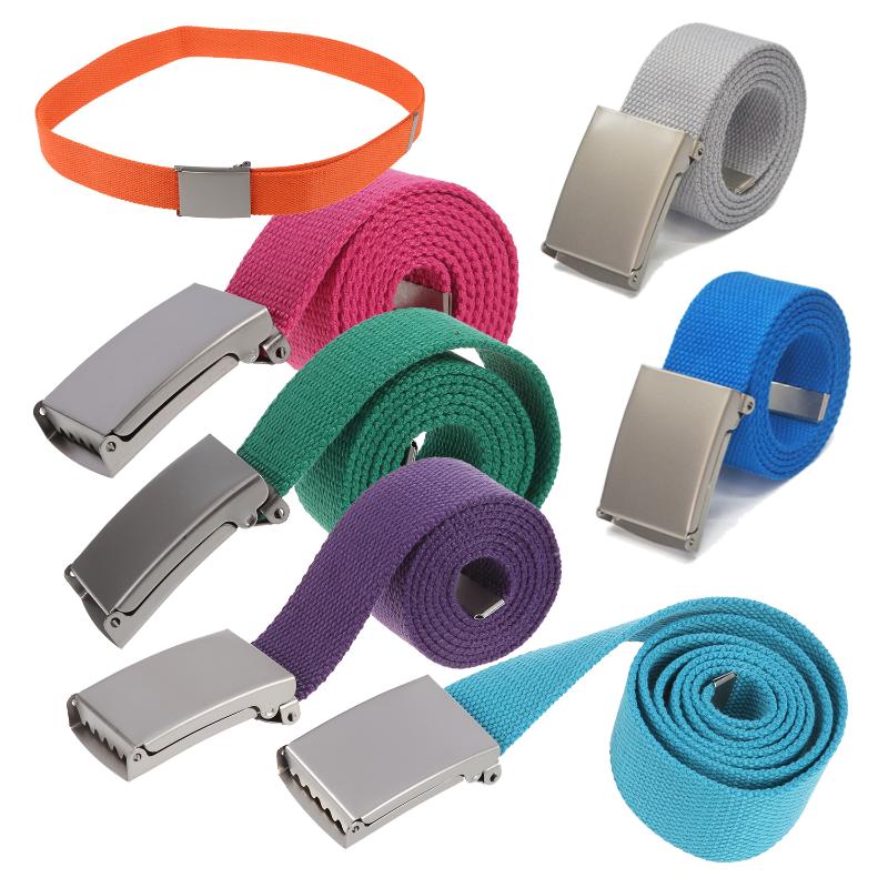 

Belts Unisex Plain Webbing Canvas Metal Buckle Belt (Orange)