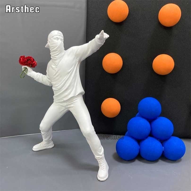 

Arsthec Banksy Graffiti Pop Art Sculpture Statue Figurines Interior For Aesthetic Home Office Room Decor Accessories Teen Gift 211021