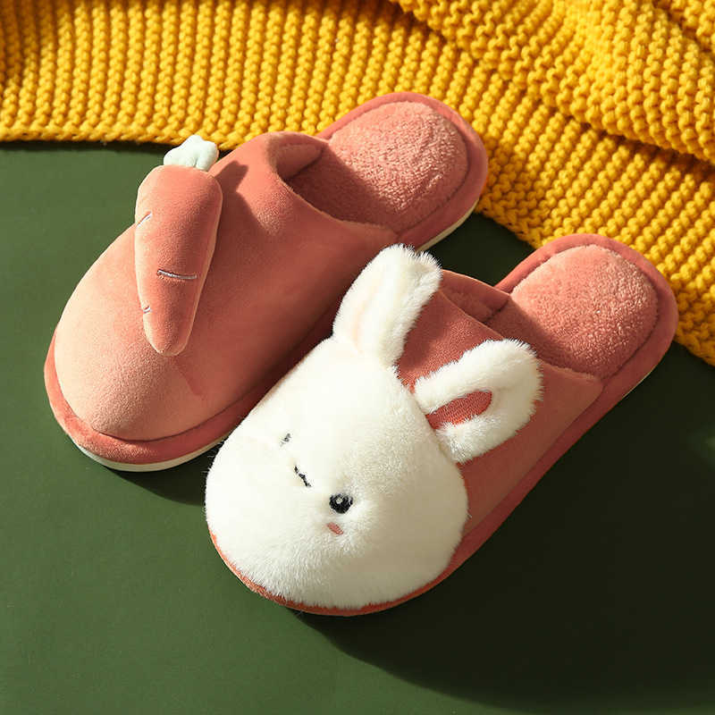 

Winter Warm Home Women Cotton Slippers Lovely Cartoon Shoes Soft Indoor Bedroom House Slippers Men Lovers Couple Fur Slippers H0827, Khaki