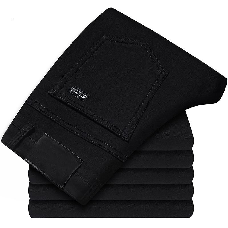

2021 Yinfuya Brand New Men's Slim Elastic Fashion Business Classic Style Ny Jeans Denim Pants Trousers Male P4ag, 201-black
