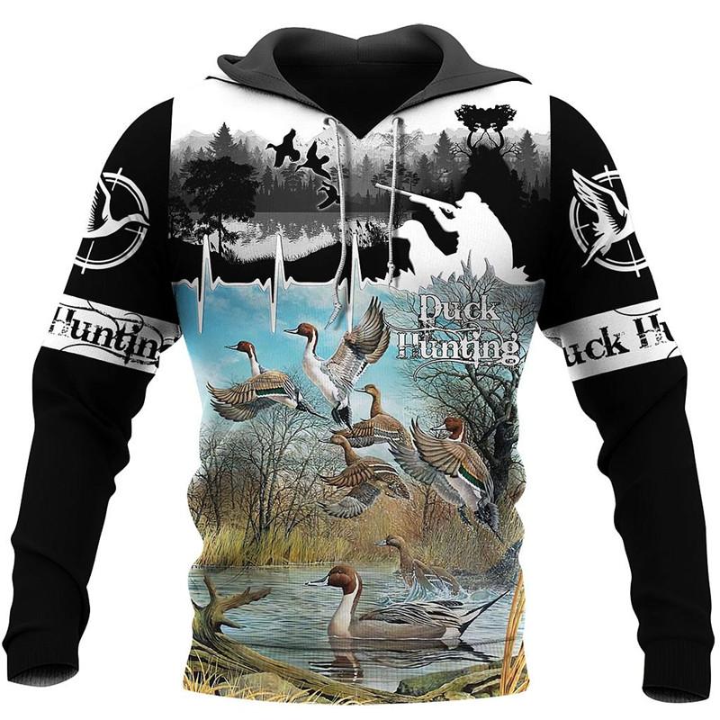 

Men's Hoodies & Sweatshirts Top Clothing Duck Hunting Pattern 3D Printing Fashion Street Zip Hoodie And Women's Casual Hoodie/Sweatshirt 168, Black