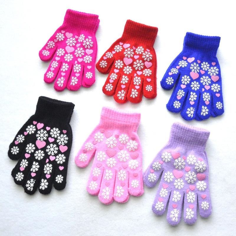 

Children's Mittens Kids Winter Knitted Glove With Cute Heart Snow Pattern Snowdays Fight Warm For Boys Girls Y, White
