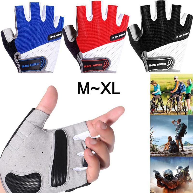 

Cycling Gloves Men Working Anti Slip Half Finger Absorbing Padded Breathable Short Riding Biking Glove, Black