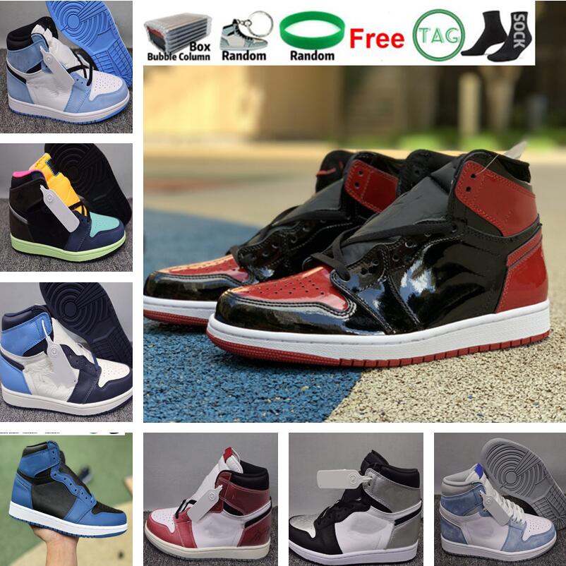

New 1 High OG Bred Patent Toe Banned Hyper Royal Basketball Shoes Men 1s Top 3 Shattered Backboard Shadow University Blue Sneakers