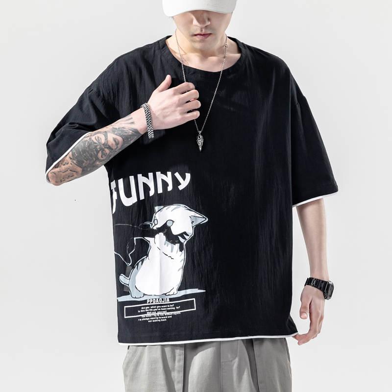 

New Short Sleeve t Shirt Men 2021 Summer White Black Tshirt Top Tees Hip Hop Punk Rock Fashion Clothes Plus 5xl o Neck Jzbj, T1003 b